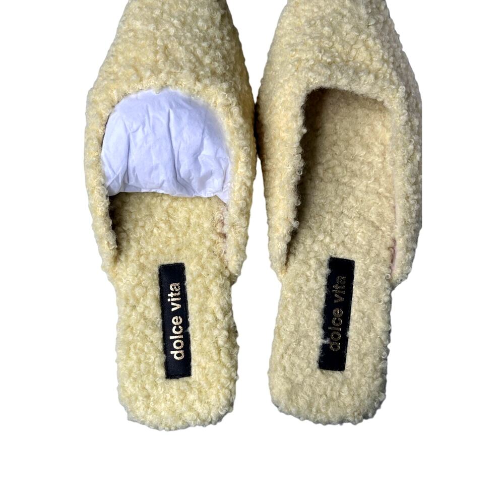 Dolce Vita Saydee Lemon Plush Sherpa Slides - Yellow Plush Size 9 New